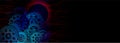 Cogs big data. Binary Code circuit Background, flowing number one and zero text in binary code format in technology backgound. Royalty Free Stock Photo