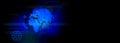 Cogs circuit global Background, flowing number one and zero text in binary code format in technology background. Royalty Free Stock Photo