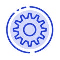 Cogs, Gear, Setting Blue Dotted Line Line Icon Royalty Free Stock Photo