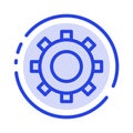Cogs, Gear, Setting Blue Dotted Line Line Icon Royalty Free Stock Photo