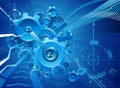 Cogs and Gears Blue Business Background Royalty Free Stock Photo