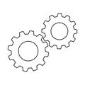 Cogs or gears icon, doodle style flat vector outline for coloring book