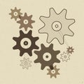 Cogs - Gears Illustration on Recycled Paper Background Royalty Free Stock Photo