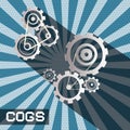 Cogs - gears. vector retro paper cut cog - gear