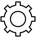 Cogs Isolated Line Vector Icon that can be easily modified or edited.