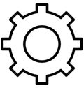 Cogs Isolated Line Vector Icon that can be easily modified or edited.