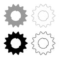 Cogset sprocket bicycle star gear service sprocket cogs wheel with teeth engages with chain set icon grey black color vector Royalty Free Stock Photo