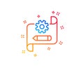Cogwheel blueprint line icon. Engineering tool sign. Edit settings. Vector