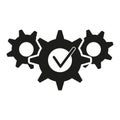 Cogwheel with check icon. Vector illustration. EPS 10. Royalty Free Stock Photo