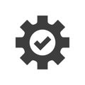 Cogwheel and checkmark black vector icon Royalty Free Stock Photo