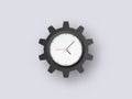 Cogwheel clock big sur. Black gear circle with dial and hands control optimization. Royalty Free Stock Photo