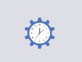 Cogwheel clock. Blue gear circle with dial and hands optimization. Royalty Free Stock Photo