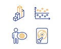 Cogwheel, 3d chart and Dot plot icons set. Hdd sign. Engineering tool, Presentation column, Presentation graph. Vector Royalty Free Stock Photo