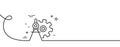 Cogwheel dividers line icon. Engineering tool sign. Continuous line with curl. Vector