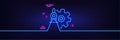 Cogwheel dividers line icon. Engineering tool sign. Neon light glow effect. Vector