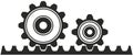 Cogwheel with Gear rack vector Symbol on isolated white background. Royalty Free Stock Photo