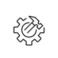 Cogwheel and hammer tools icon. Hands-on approach to maintenance and DIY projects. Apps interfaces. Pixel perfect icon Royalty Free Stock Photo