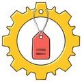 Cogwheel with a Hanging Price Tag Illustration Royalty Free Stock Photo