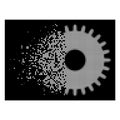 White Dissipated Pixel Halftone Cogwheel Icon