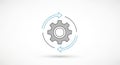 Cogwheel icon with double rotating arrows showing synchronization and automatic update functionality Royalty Free Stock Photo