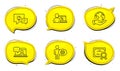 Cogwheel, Idea lamp and Friends chat icons set. Online education sign. Vector