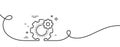 Cogwheel line icon. Engineering tool sign. Continuous line with curl. Vector Royalty Free Stock Photo