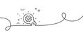Cogwheel line icon. Engineering tool sign. Continuous line with curl. Vector Royalty Free Stock Photo