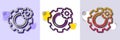 Cogwheel line icon. Engineering tool sign. Halftone dotted pattern. Vector
