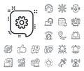 Cogwheel line icon. Technical settings sign. Place location, technology and smart speaker. Vector