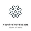 Cogwheel machine part outline vector icon. Thin line black cogwheel machine part icon, flat vector simple element illustration