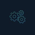 Cogwheel mechanism icon. outline gear icon. mechanism concept. Stock Vector illustration isolated on blue background Royalty Free Stock Photo