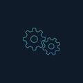 Cogwheel mechanism icon. outline gear icon. mechanism concept. Stock Vector illustration isolated on blue background Royalty Free Stock Photo