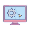 Cogwheel on screen Vector Icon which can easily modify or edit