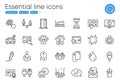 Cogwheel settings, Smartphone and Bumper cars line icons. For website, printing and application. Vector