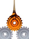 Cogwheel-Shaped Grease Drop Concept 3d Illustration