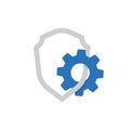 cogwheel with shield for security tech service icon