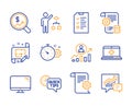 Cogwheel timer, Computer and Medical help icons set. Interview, Career ladder and Algorithm signs. Vector