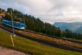 Cogwheel train on Rigi Mountain, Swiss Alps Royalty Free Stock Photo