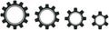 Cogwheel vector set Symbols in Black on isolated white background. Royalty Free Stock Photo