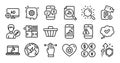 Cogwheel, Warning message and Heart line icons set. Vector