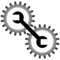 Cogwheel and wrench icon. adjustment, repairs, technical service or support. Service Tools vector icon on white background Royalty Free Stock Photo