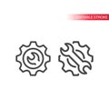 Cogwheel and wrench line vector icon