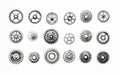 Cogwheels and gears are isolated on white background. Machine gear, setting symbol, optimize workflow concept