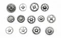 Cogwheels and gears are isolated on white background. Machine gear, setting symbol, optimize workflow concept