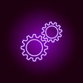 cogwheels gears outline icon in neon style. Elements of car repair illustration in neon style icon. Signs and symbols can be used
