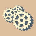 Cogwheels Icon in Trendy Flat Style with Shadow, Engineering Background