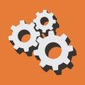 Cogwheels Icon in Trendy Flat Style with Shadow, Engineering Background