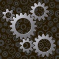 Cogwheels on seamless pattern with lots of cogwheels (gears)