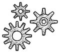 Cogwheels sketch. Hand drawn clockwork. Gears icon