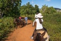 Cohabitation between tourists on horseback and Cubans with the w